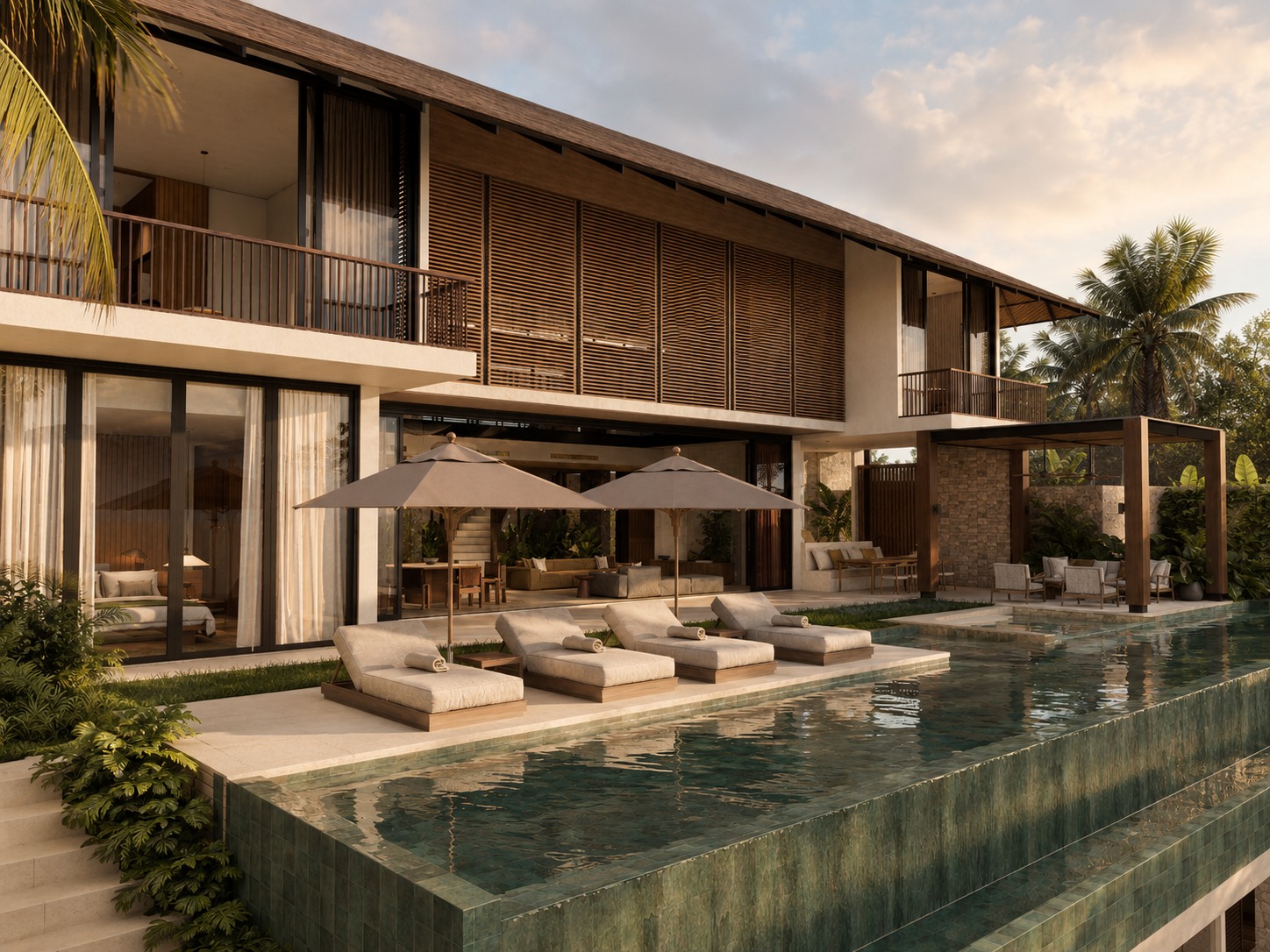 Infinity pool and villa